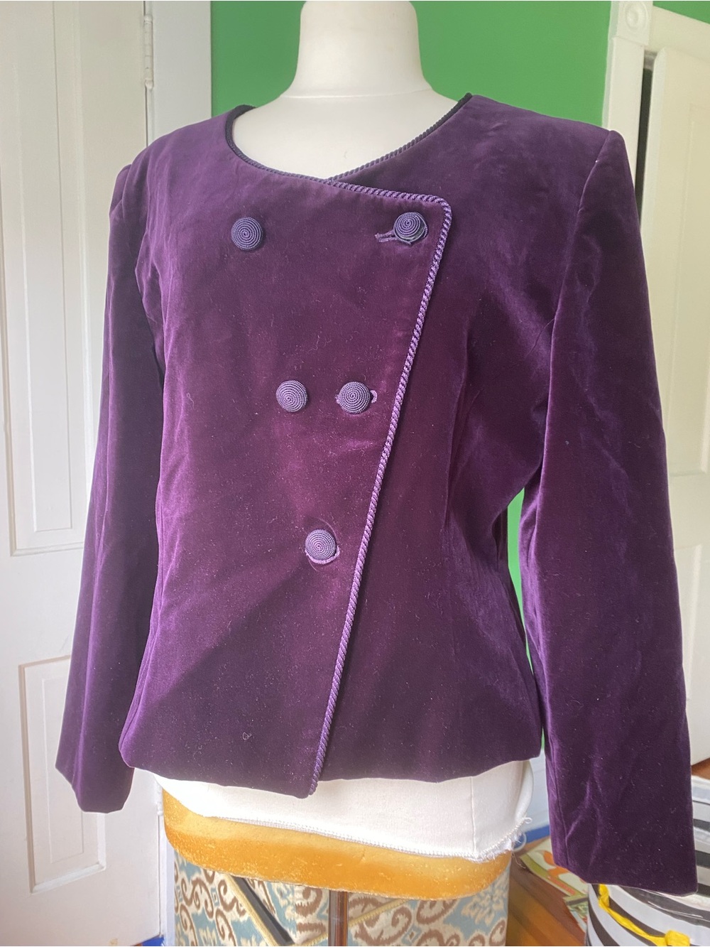 Vintage Christian Dior Purple Velvet Double-Breasted Jacket